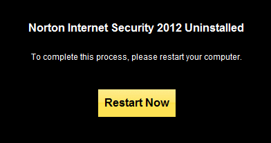 Norton Uninstall, Restart